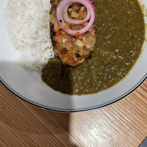 Lentilles aux epinards avec du riz