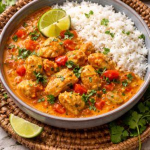 Poulet coco tomate et riz